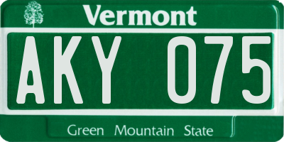 VT license plate AKY075