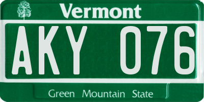 VT license plate AKY076