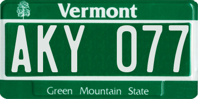 VT license plate AKY077