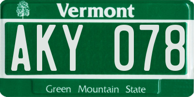 VT license plate AKY078