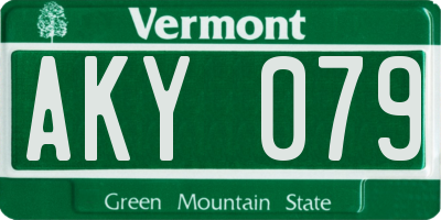VT license plate AKY079