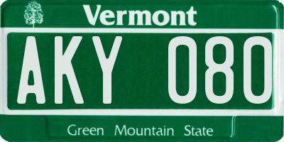 VT license plate AKY080