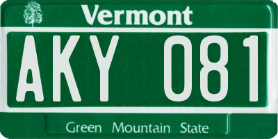 VT license plate AKY081