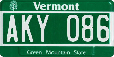 VT license plate AKY086