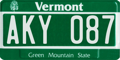 VT license plate AKY087