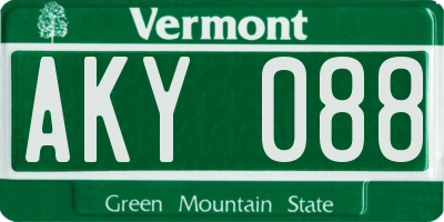 VT license plate AKY088