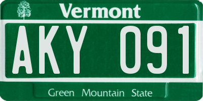 VT license plate AKY091