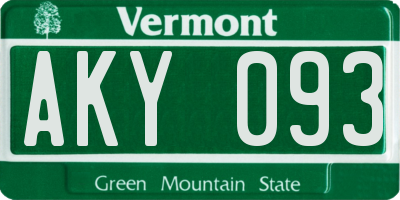 VT license plate AKY093