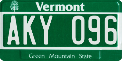 VT license plate AKY096