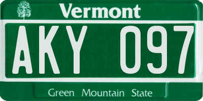 VT license plate AKY097