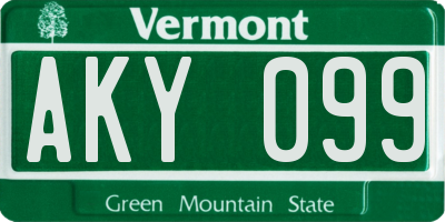 VT license plate AKY099