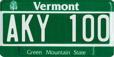 VT license plate AKY100