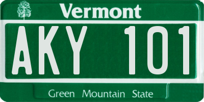 VT license plate AKY101