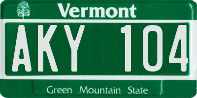 VT license plate AKY104