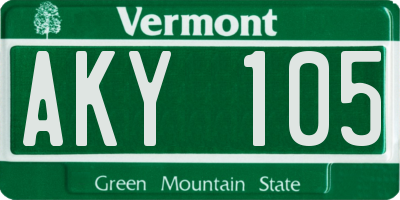 VT license plate AKY105