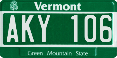 VT license plate AKY106