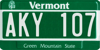 VT license plate AKY107