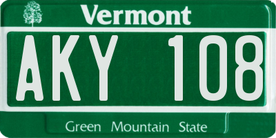 VT license plate AKY108