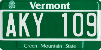VT license plate AKY109