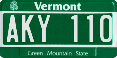 VT license plate AKY110