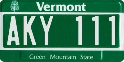 VT license plate AKY111