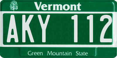 VT license plate AKY112