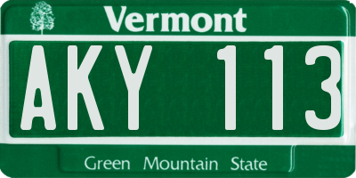 VT license plate AKY113