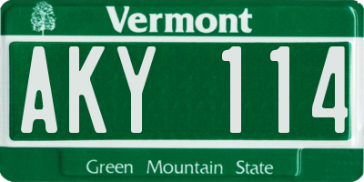 VT license plate AKY114