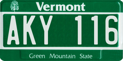 VT license plate AKY116