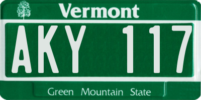 VT license plate AKY117