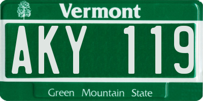 VT license plate AKY119