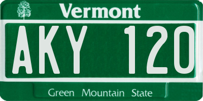 VT license plate AKY120
