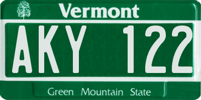 VT license plate AKY122