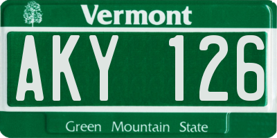 VT license plate AKY126