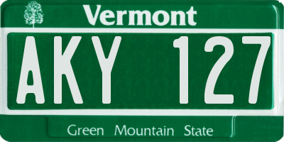 VT license plate AKY127