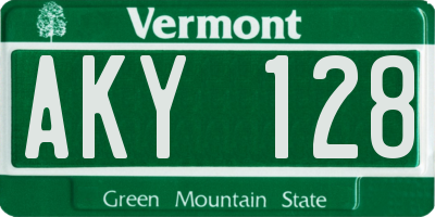VT license plate AKY128