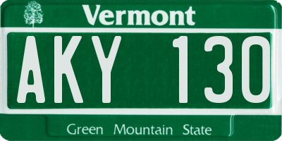 VT license plate AKY130
