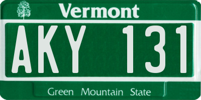 VT license plate AKY131