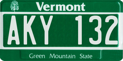 VT license plate AKY132