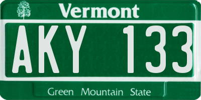 VT license plate AKY133