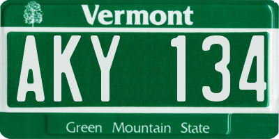 VT license plate AKY134