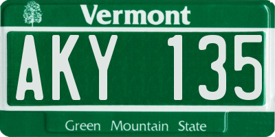 VT license plate AKY135