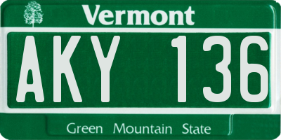 VT license plate AKY136