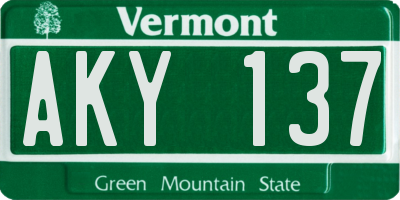 VT license plate AKY137