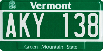VT license plate AKY138