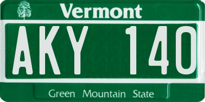 VT license plate AKY140