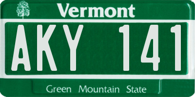 VT license plate AKY141