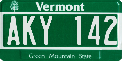 VT license plate AKY142