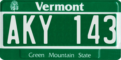 VT license plate AKY143
