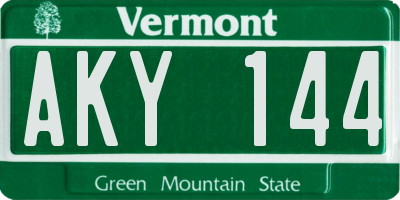 VT license plate AKY144
